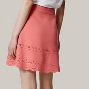 NWT Ann Taylor LOFT Coral Eyelet Scallop Skirt
